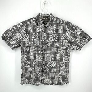 Quiksilver Waterman Collection Tribal Print Hawaiian Beach Resort Size L Aloha